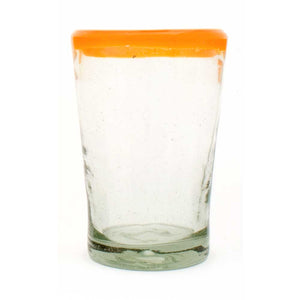 Clear with an orange rim tumbler