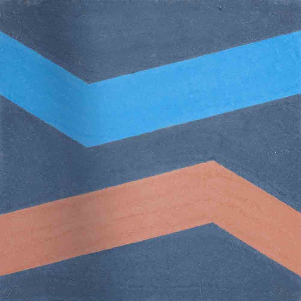 Frea waves blue and orange encaustic tile