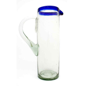Clear straight jug with blue rim