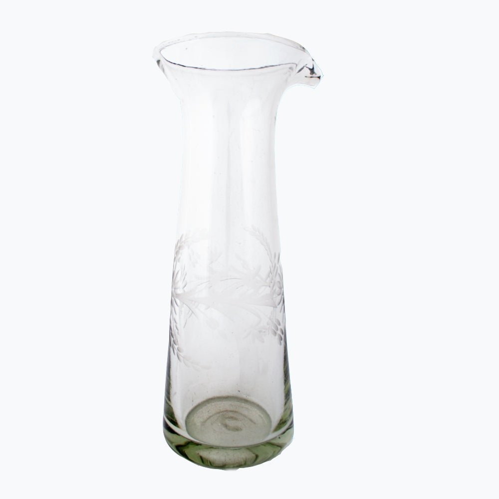 Engraved clear glass carafe