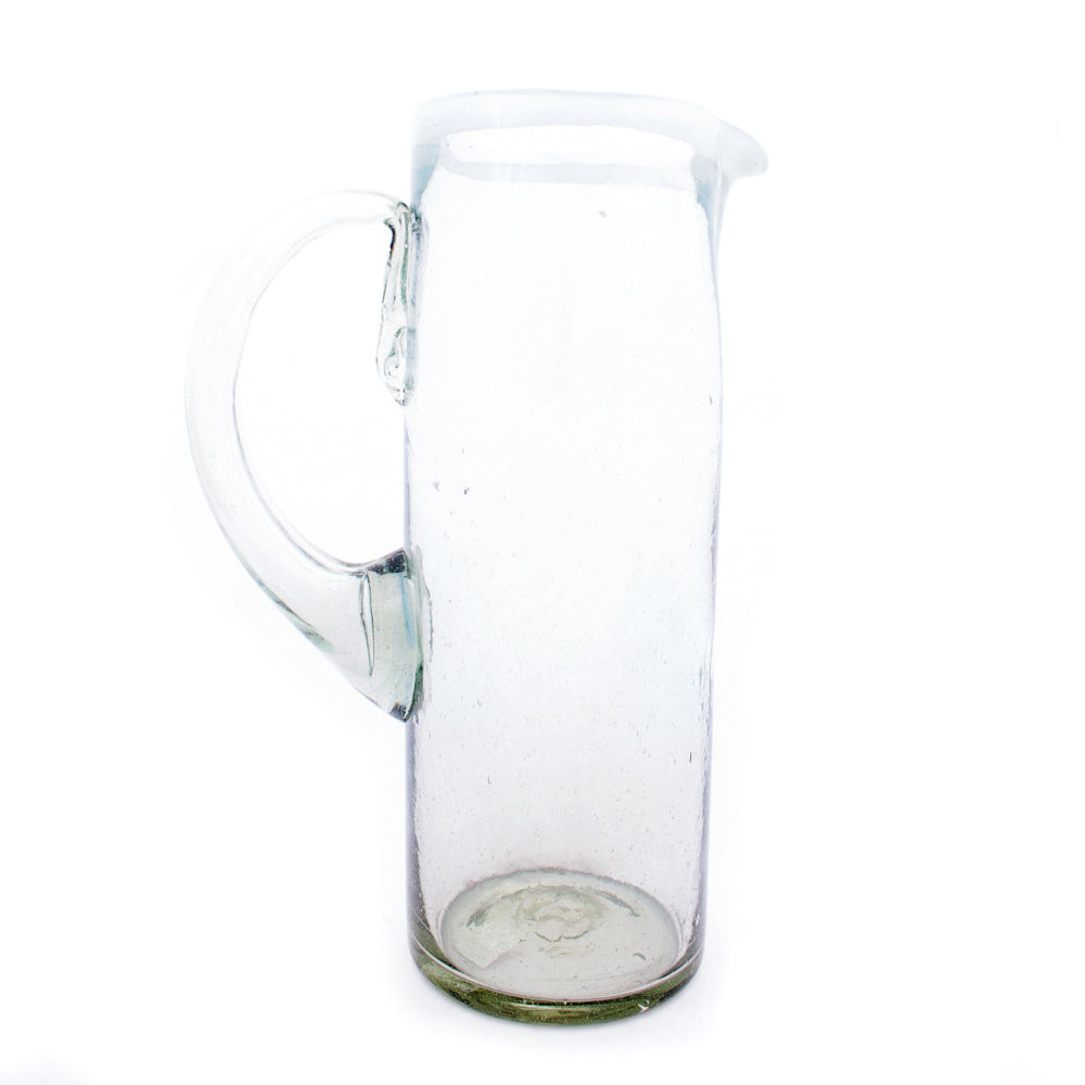 Clear with a white rim straight jug