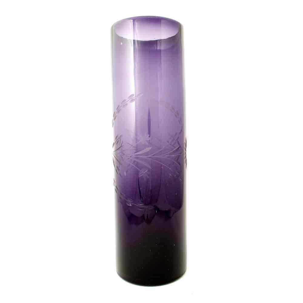 Engraved grape straight vase