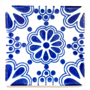 Lace blue hand made tile10.5 x 10.5cm