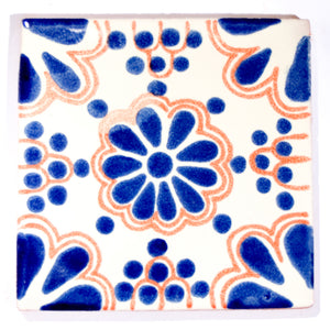 Lace blue & terracotta 10.5 x 10.5cm