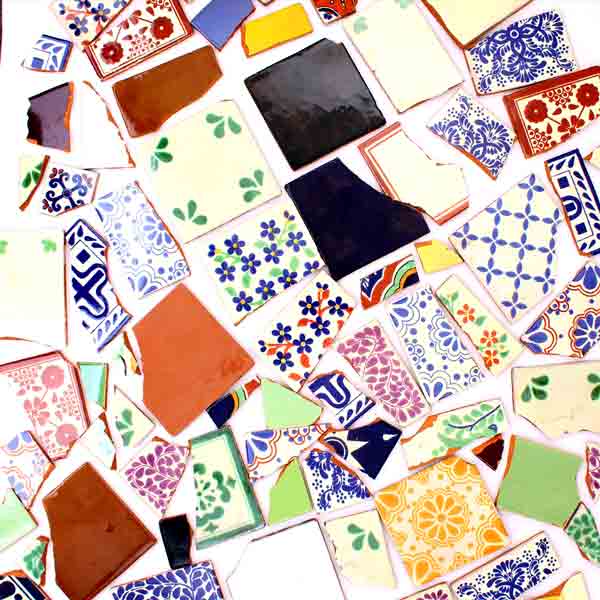 Broken mosaic tiles