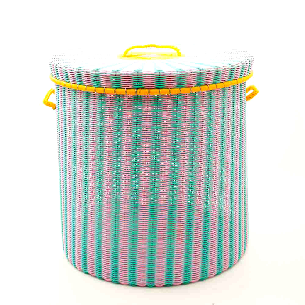 Mexican pink & pistachio storage basket