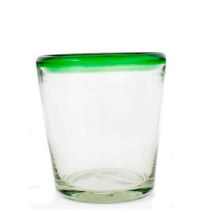 Clear with green rim roca tumbler