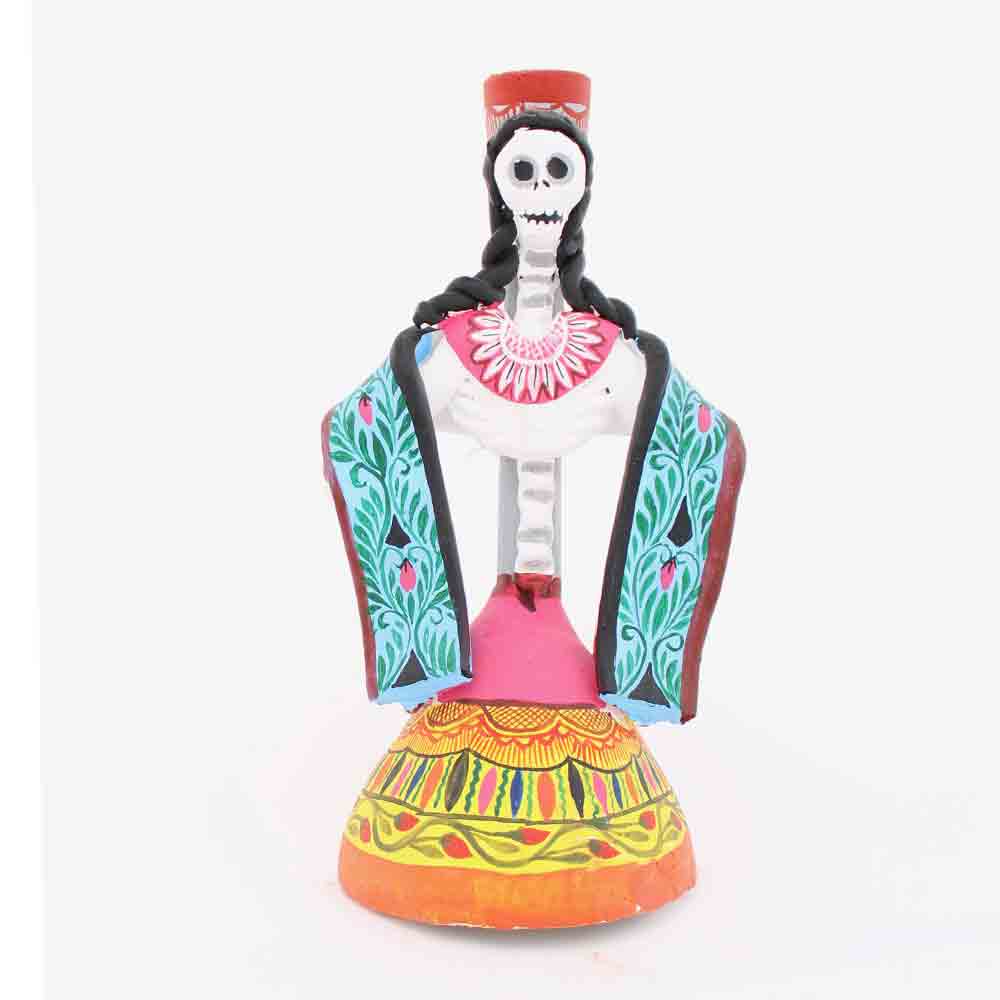 Clay Chalera skeleton - candle holder by Castillo family