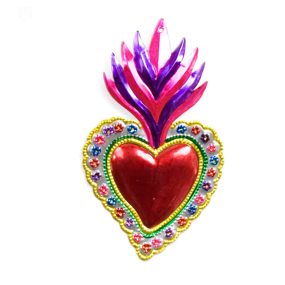 Large heart with blue & pink flame