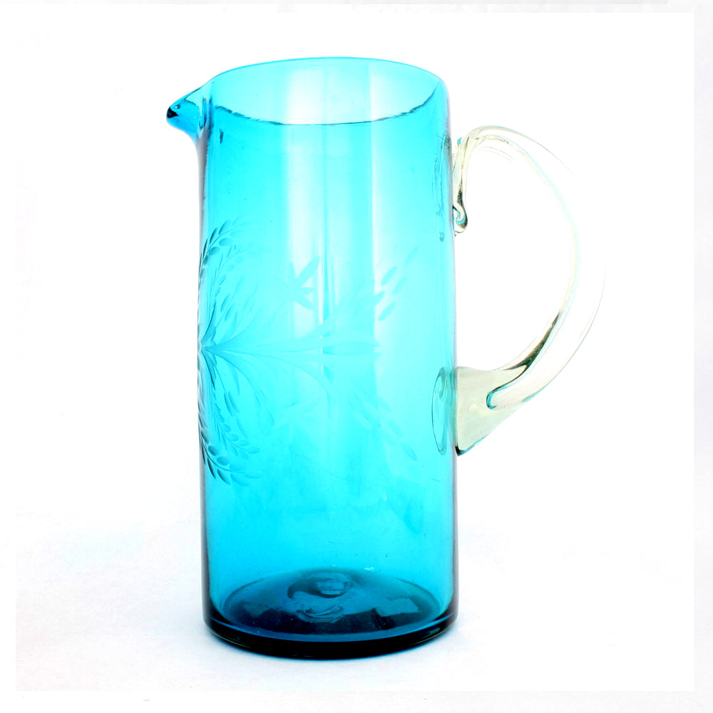 Engraved turquoise straight jug