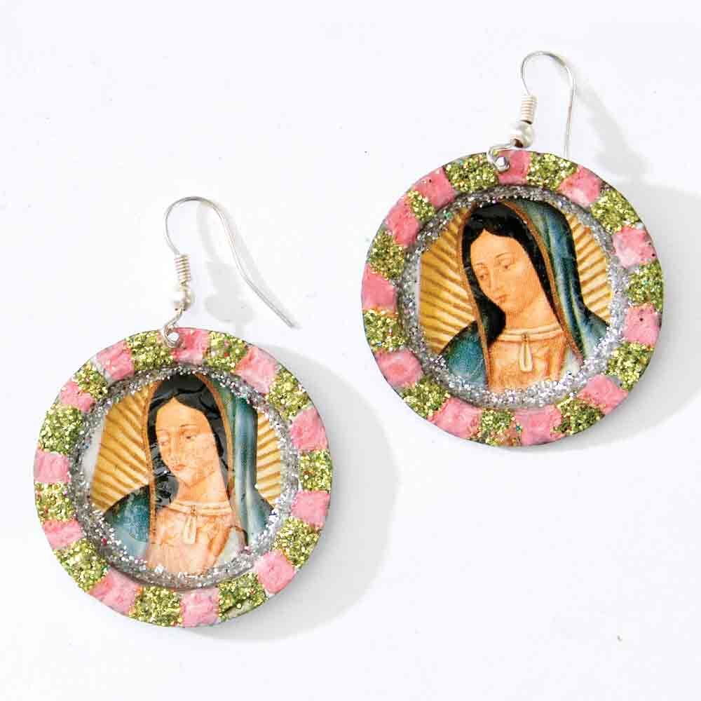 Tin earrings ‰ÛÒ Virgin of Guadalupe