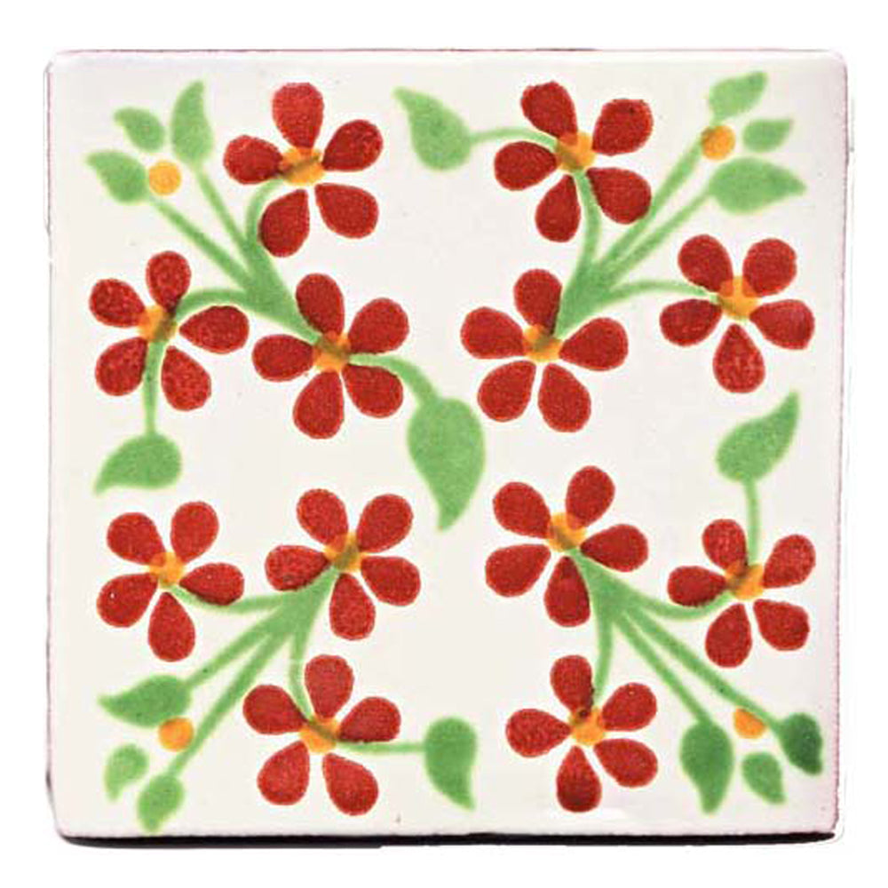 Violets terracotta and green 10.5 x 10.5cm